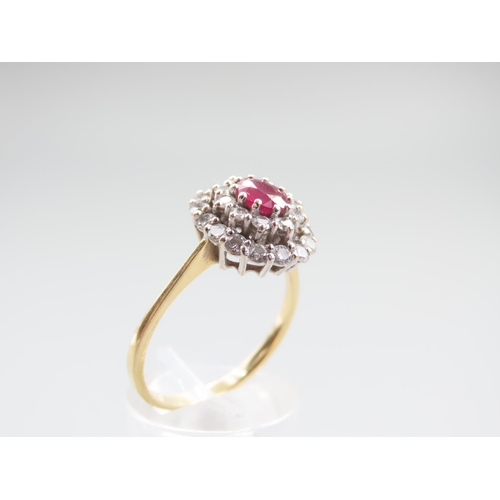 1292 - 18 Carat Ruby and Diamond Ladies Cluster Ring with Certificate Purchased New by the Vendor Ring Size... 