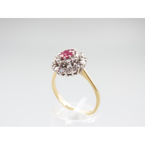 1292 - 18 Carat Ruby and Diamond Ladies Cluster Ring with Certificate Purchased New by the Vendor Ring Size... 