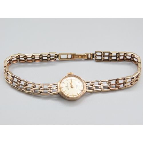 Ladies Sovereign 9 Carat Yellow Gold Cased Watch Set on Original 9 Carat Yellow Gold Bracelet Articulated Form