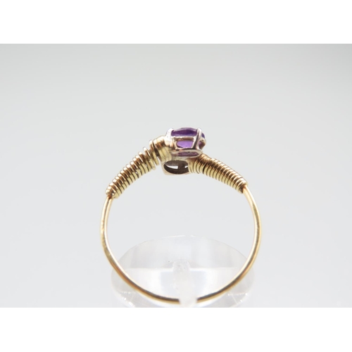 1297 - Amethyst and Diamond Ladies Ring Two Stone Mounted on 18 Carat Yellow Gold Band Adjustable Band Size... 