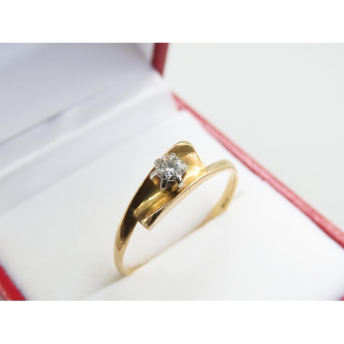 1298 - 18 Carat Yellow Gold Single Stone Diamond Ring Size S and a Half