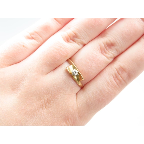 1298 - 18 Carat Yellow Gold Single Stone Diamond Ring Size S and a Half