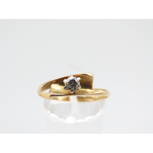 1298 - 18 Carat Yellow Gold Single Stone Diamond Ring Size S and a Half