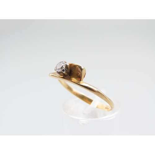 1298 - 18 Carat Yellow Gold Single Stone Diamond Ring Size S and a Half