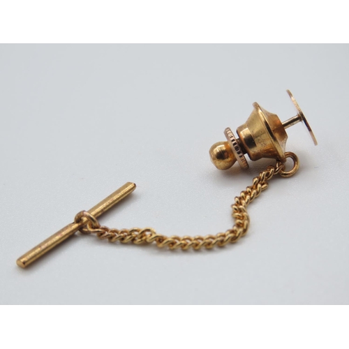 1312 - Gold Tie Pin with Safety Chain Unmarked