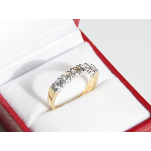 1319 - 18 Carat Yellow Gold Five Stone Ladies Ring Band Size O and a Half