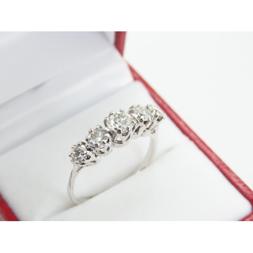 1320 - Five Stone Ladies Ring Mounted on 18 Carat White Gold Band Platinum Set Total Diamonds of High Colou... 