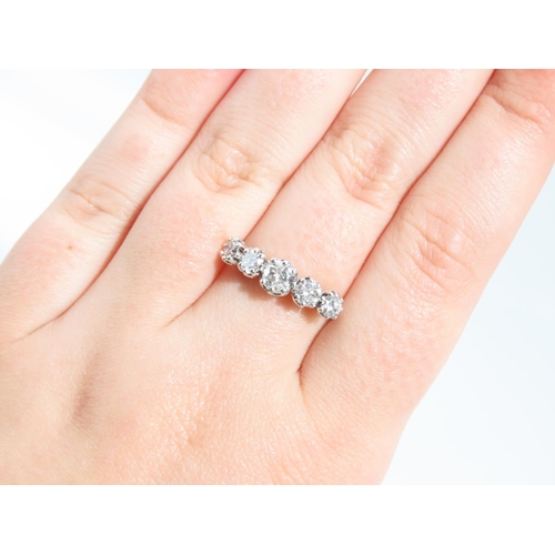 1320 - Five Stone Ladies Ring Mounted on 18 Carat White Gold Band Platinum Set Total Diamonds of High Colou... 