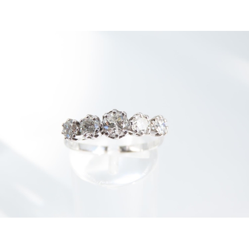 1320 - Five Stone Ladies Ring Mounted on 18 Carat White Gold Band Platinum Set Total Diamonds of High Colou... 