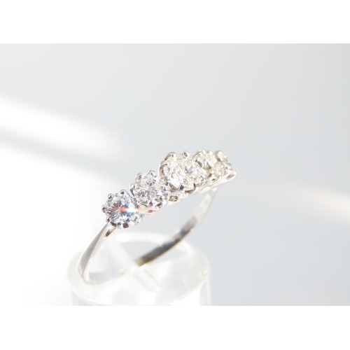 1320 - Five Stone Ladies Ring Mounted on 18 Carat White Gold Band Platinum Set Total Diamonds of High Colou... 