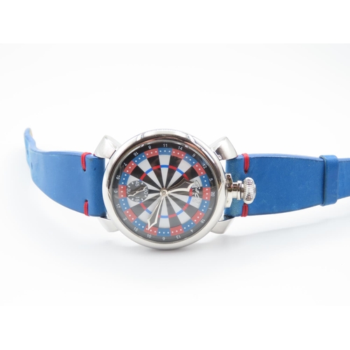 1324 - Special Edition Darts Watch with Dartboard Motif Dial Working Order Original Strap