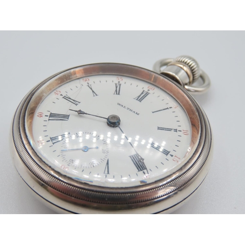 1325 - Antique Oversize Coin Metal Cased Waltham Pocket Watch by PC Bartlett Working Order