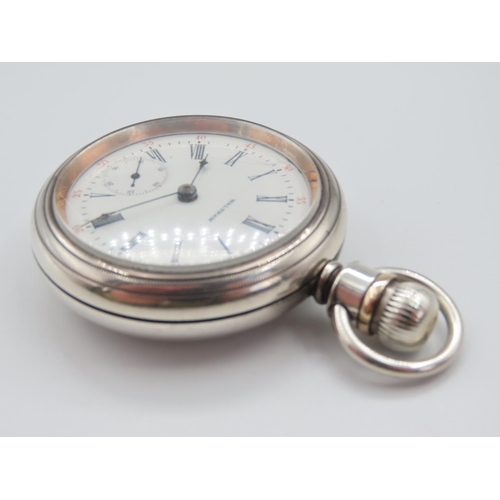 1325 - Antique Oversize Coin Metal Cased Waltham Pocket Watch by PC Bartlett Working Order