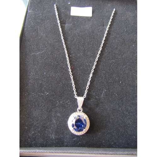 1331 - Sterling Silver Gem Set Pendant Necklace Attractively Detailed