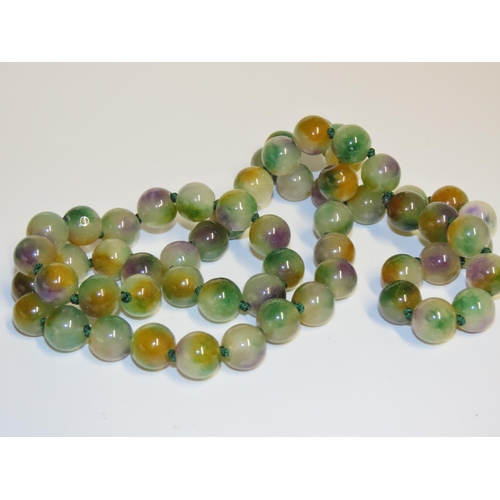 1336 - Ladies Jade Bead Necklace Lavender Apple and Green Jade