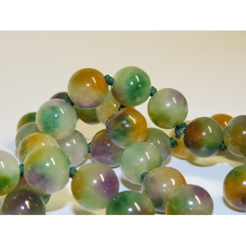 1336 - Ladies Jade Bead Necklace Lavender Apple and Green Jade