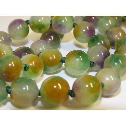 1336 - Ladies Jade Bead Necklace Lavender Apple and Green Jade