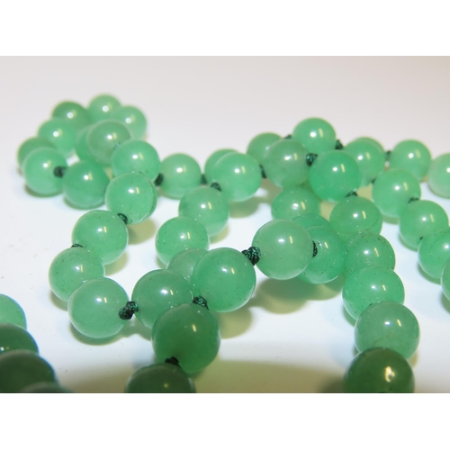 1338 - Ladies Green Jade Bead Necklace Single Strand