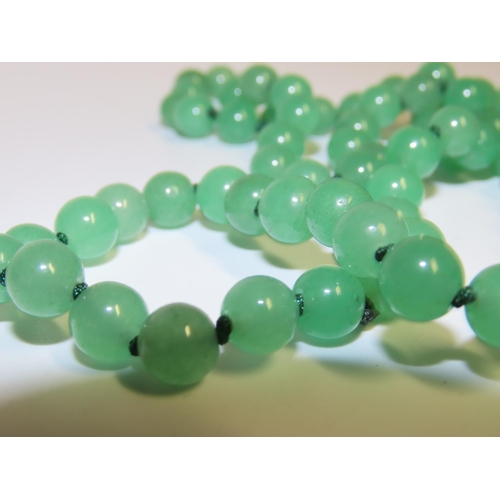 1338 - Ladies Green Jade Bead Necklace Single Strand