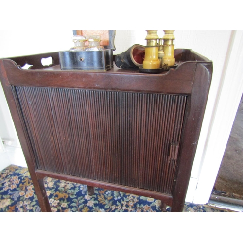 145 - George III Mahogany Tambour Front Side Locker Approximately 13 inches Wide x 35 Inches High