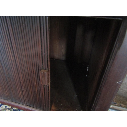 145 - George III Mahogany Tambour Front Side Locker Approximately 13 inches Wide x 35 Inches High