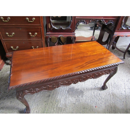 19 - Chippendale Mahogany Coffee Table Rectangular Form Carved Claw and Ball Supports Approximately 4ft W... 