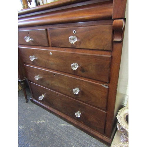 27 - Early Victorian Figured Mahogany Chest of Drawers Two Short Three Long Crystal Handles Approximately... 