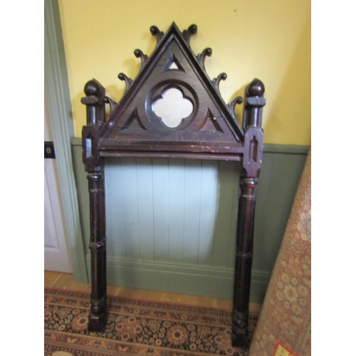 36 - Antique Gothic Fire Surround with Inset Mirror to Top 38 Inches Wide x 62 Inches High Approximately