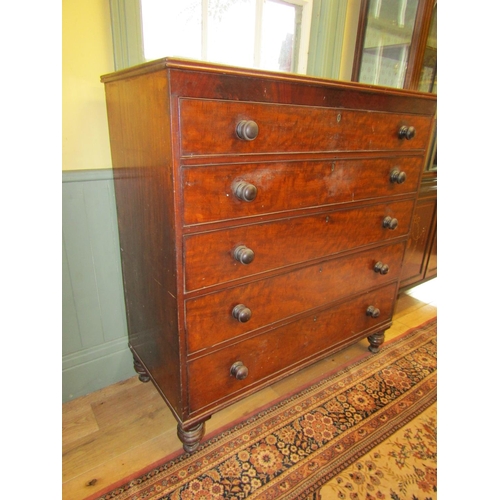 42 - William IV Figured Mahogany Chest of Drawers Two Short Four Long Above Turn Supports 48 Inches Wide ... 