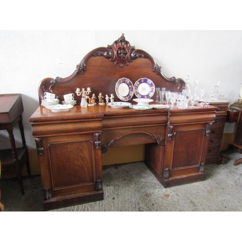 44 - Victorian Mahogany Twin Pedestal Sideboard Approximately 6ft 6 Inches Wide
