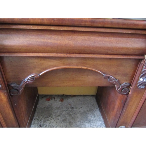 44 - Victorian Mahogany Twin Pedestal Sideboard Approximately 6ft 6 Inches Wide