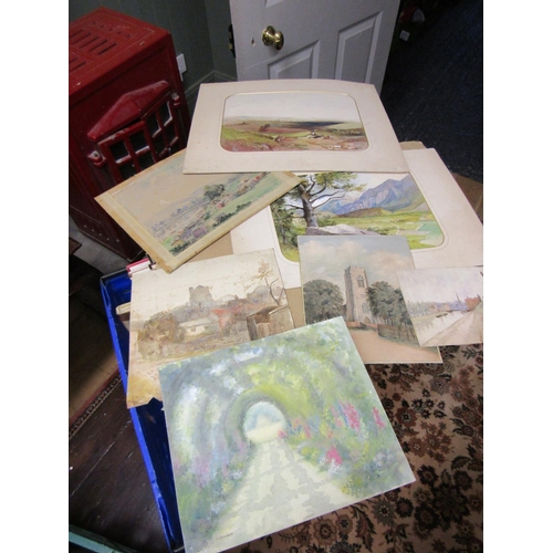 451 - Collection of Various Watercolours Unframed Quantity As Photographed