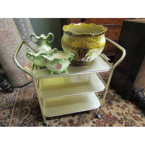 456 - Vintage Cast Brass and Polished Aluminium Three Tier Hostess Trolley