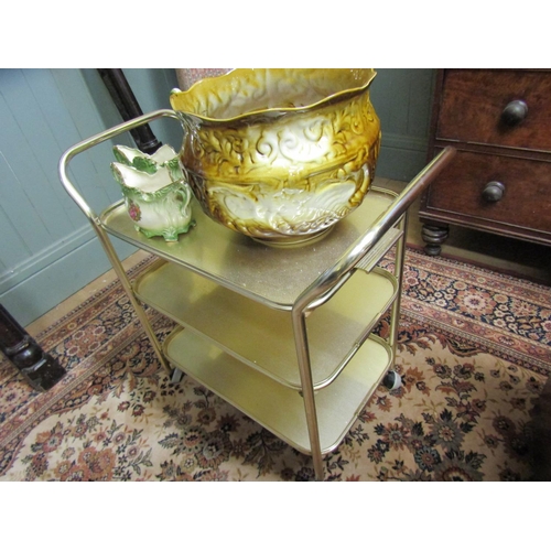 456 - Vintage Cast Brass and Polished Aluminium Three Tier Hostess Trolley