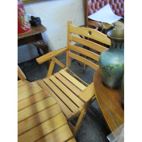 457 - Garden Folding Table and Two Folding Matching Garden Arm Chairs Good Quality As New Three in Lot