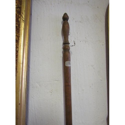 459 - Antique Copper Bed Warming Pan Turned Mahogany Handle Approximately 40 Inches Long