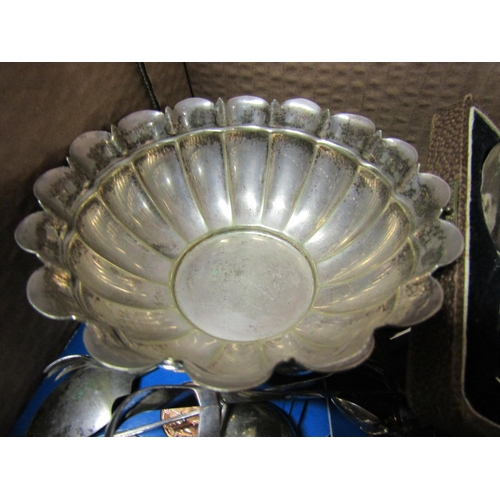 460 - Box of Various Silver Plate etc Quantity As Photographed Including Two Attractively Detailed Shell M... 