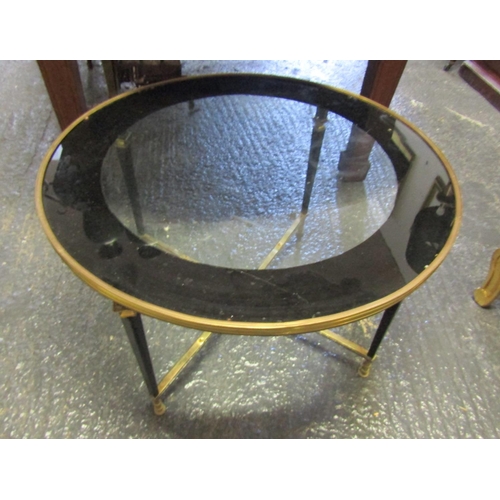 461 - Vintage Circular Form Brass Bound Coffee Table Approximately 30 Inches Diameter