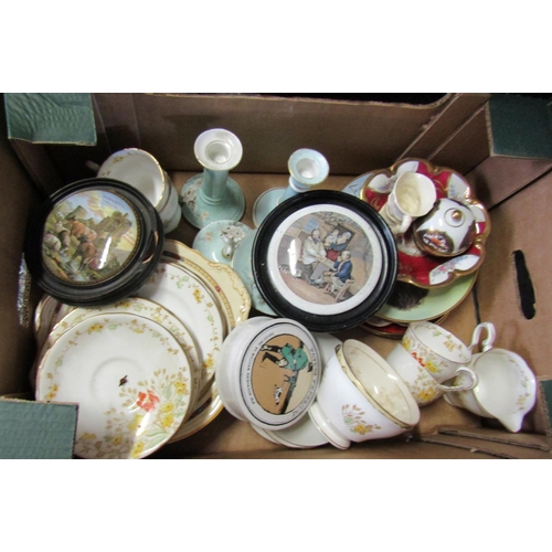 465 - Box of Various Porcelain Items Including Three Antique Pot Covers Quantity As Photographed