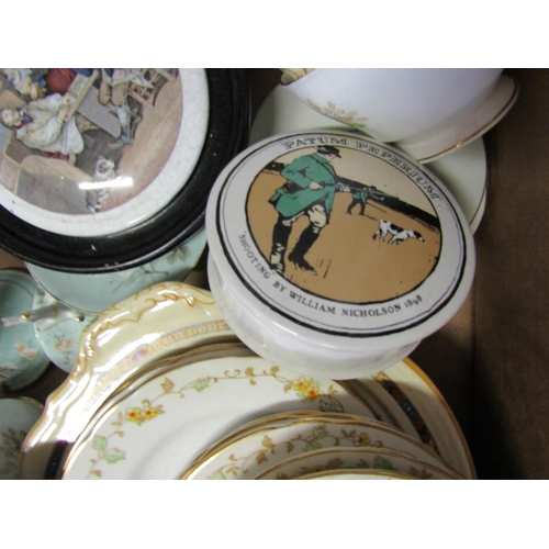 465 - Box of Various Porcelain Items Including Three Antique Pot Covers Quantity As Photographed