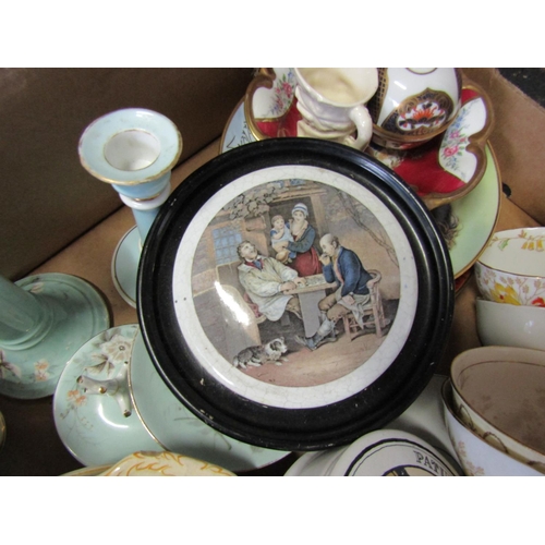 465 - Box of Various Porcelain Items Including Three Antique Pot Covers Quantity As Photographed