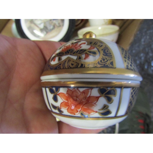 465 - Box of Various Porcelain Items Including Three Antique Pot Covers Quantity As Photographed