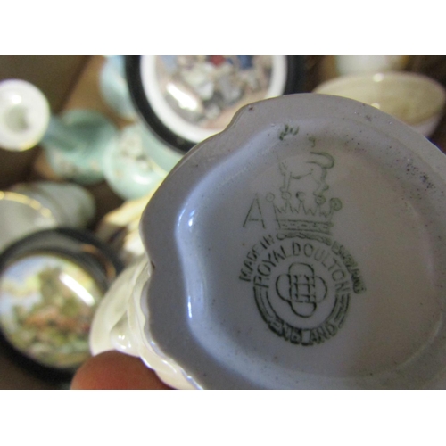 465 - Box of Various Porcelain Items Including Three Antique Pot Covers Quantity As Photographed