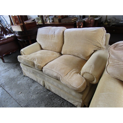 50 - Modern Two Seater Settee Cream Fabric Approximately 5ft 5 Inches Wide