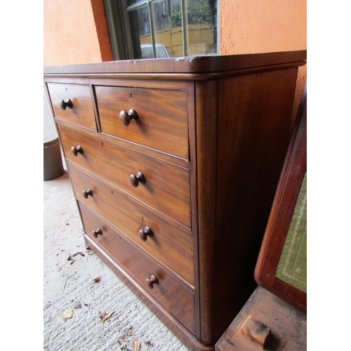 52 - Victorian Mahogany Chest of Drawers Approximately 46 Inches Wide x 48 Inches High