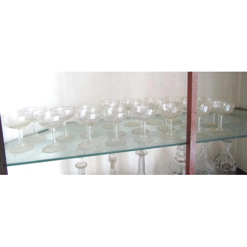 62 - Shelf of Various Champagne Coupes Quantity As Photographed