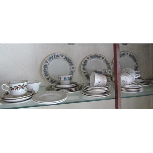 63 - Shelf of Various Table Porcelain Including Cups, Saucers and Serving Plates Quantity As Photographed