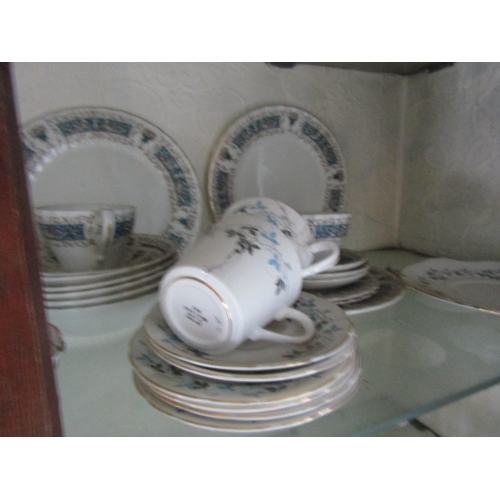 63 - Shelf of Various Table Porcelain Including Cups, Saucers and Serving Plates Quantity As Photographed