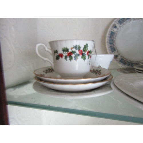 63 - Shelf of Various Table Porcelain Including Cups, Saucers and Serving Plates Quantity As Photographed