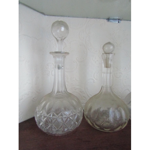 65 - Three Antique Cut Crystal Decanters with Stoppers Tallest Approximately 13 Inches High